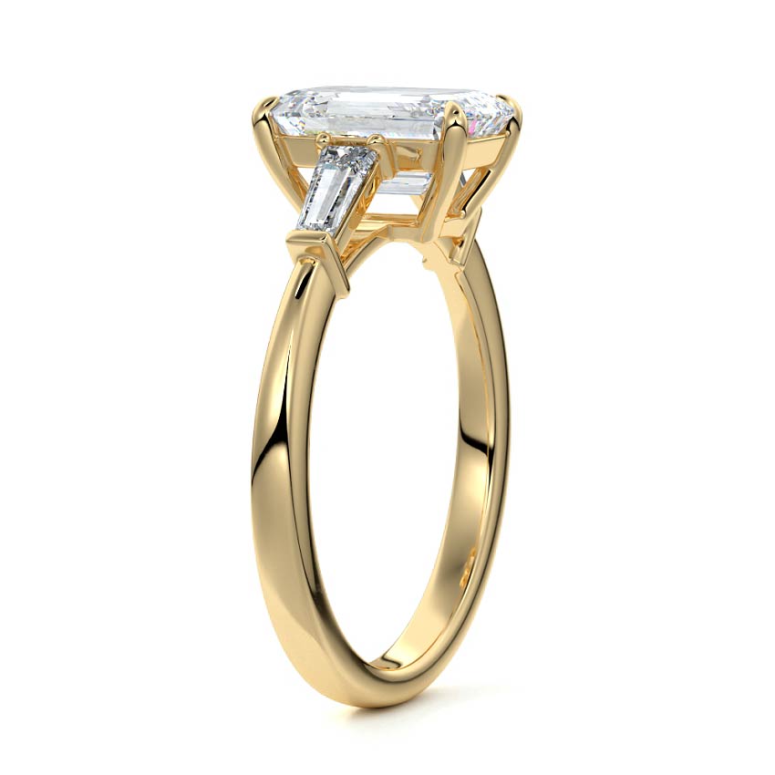 4.50 Carats Lab Grown Diamond Emerald Shape E-VS1 Three Stone Engagement Ring
