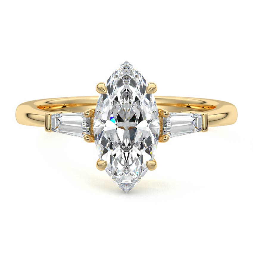2.50 Carats Lab Grown Diamond Marquise Shape E-VS1 Three Stones Engagement Ring