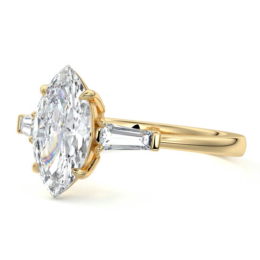 2.50 Carats Lab Grown Diamond Marquise Shape E-VS1 Three Stones Engagement Ring
