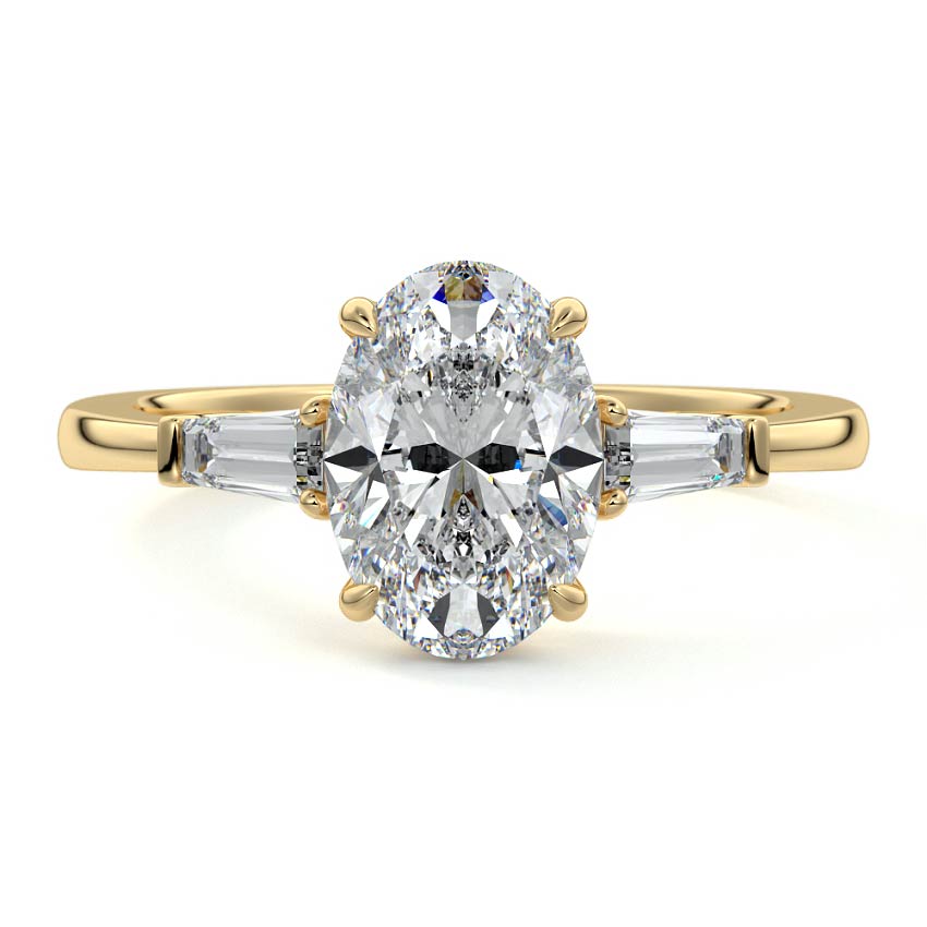 3.50 Carats Lab Grown Diamond Oval Shape E-VS1 Three Stones Engagement Ring