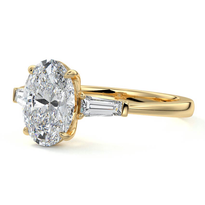 3.50 Carats Lab Grown Diamond Oval Shape E-VS1 Three Stones Engagement Ring