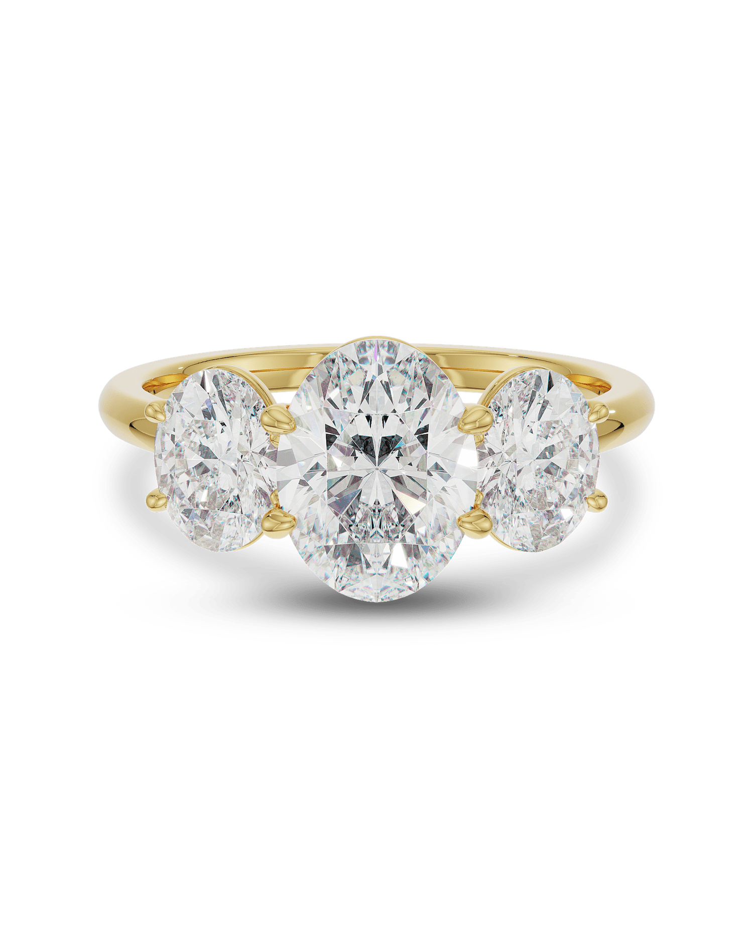 1.30 Carats Oval Shape Moissanite Three Stone Engagement Ring