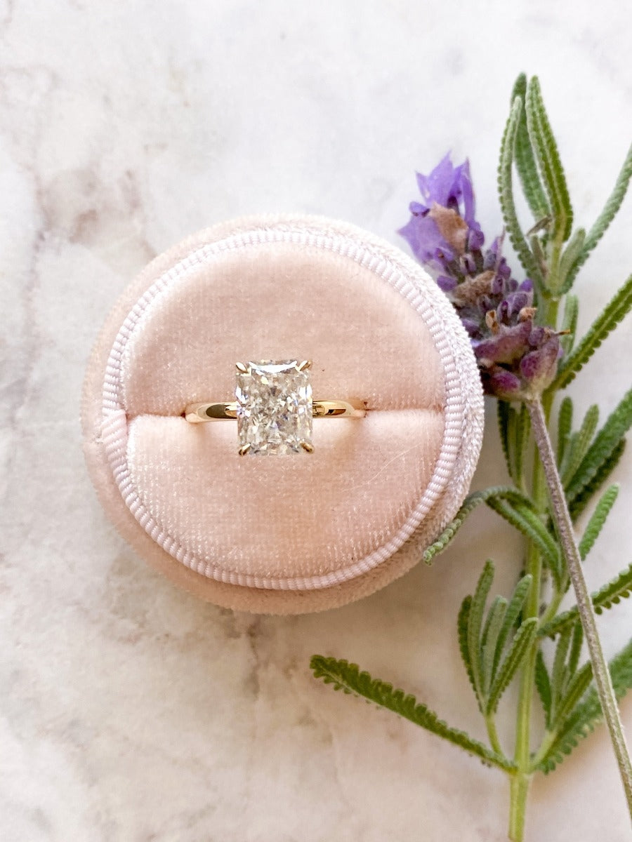 3.0 Carats Radiant Shape Moissanite Hidden Halo Engagement Ring