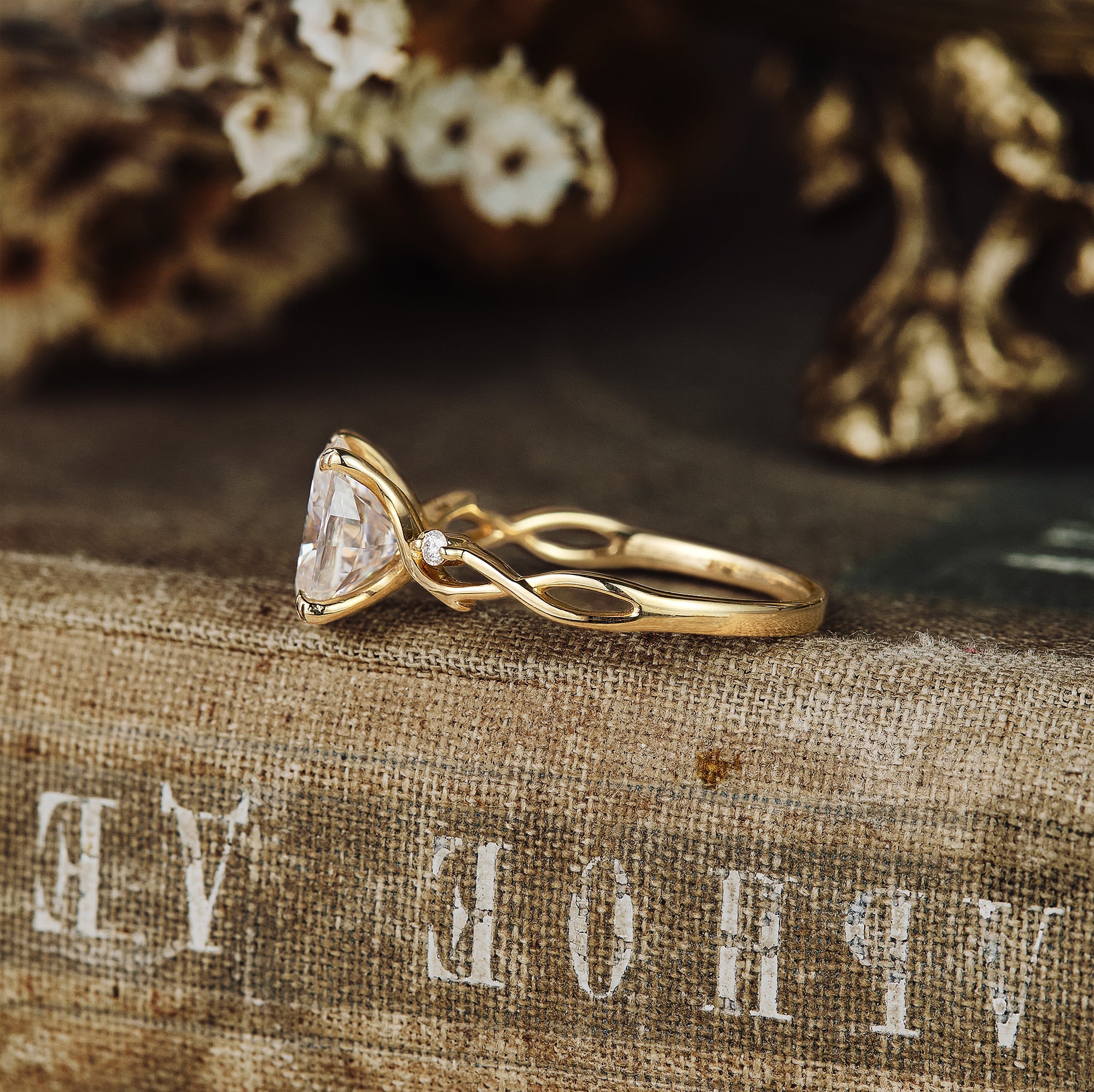 1.5 Carat Lab Grown Diamond Oval Shape E-VS1 Twig Engagement Ring