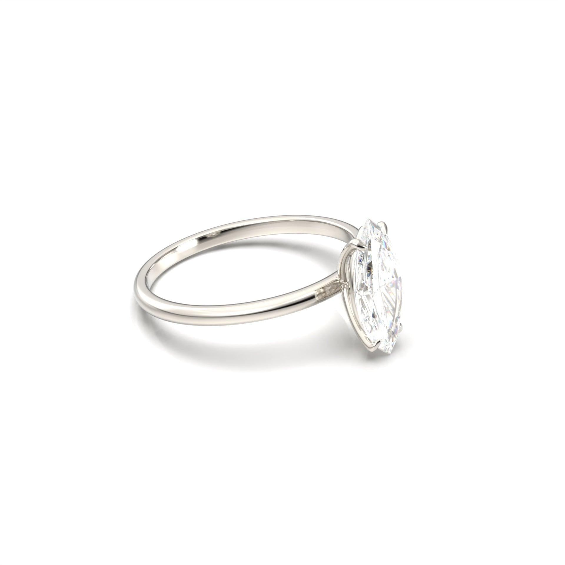2.50 Carats Marquise Shape Moissanite Solitaire Engagement Ring