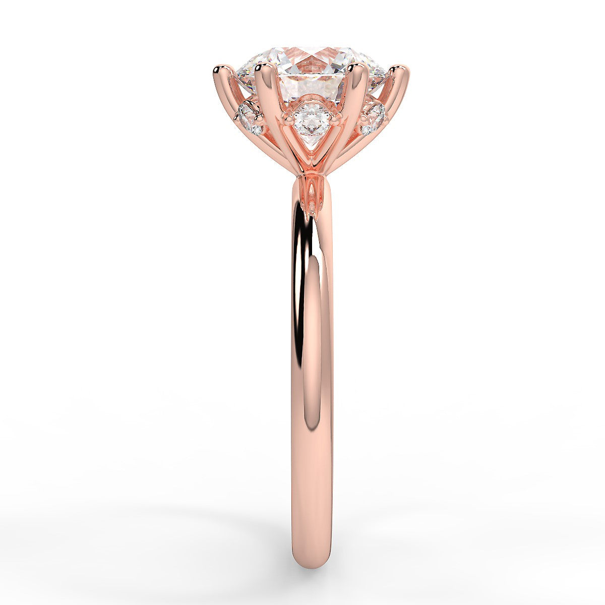 2.0 Carats Round Shape Moissanite Hidden Halo Engagement Ring