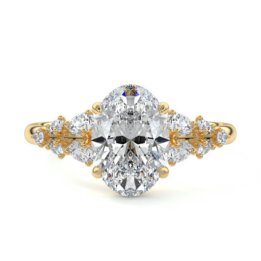 3.50 Carats Lab Grown Diamond Oval Shape E-VS1 Cluster Engagement Ring