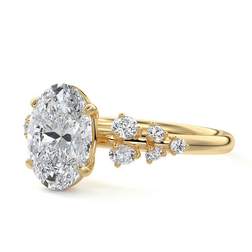 3.50 Carats Lab Grown Diamond Oval Shape E-VS1 Cluster Engagement Ring