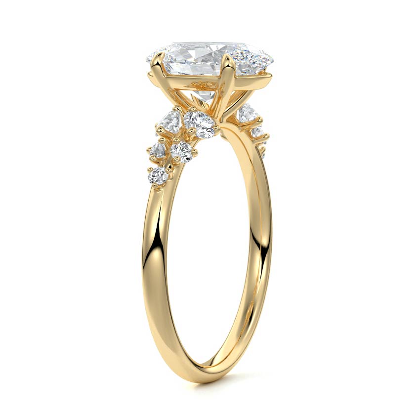 3.50 Carats Lab Grown Diamond Oval Shape E-VS1 Cluster Engagement Ring