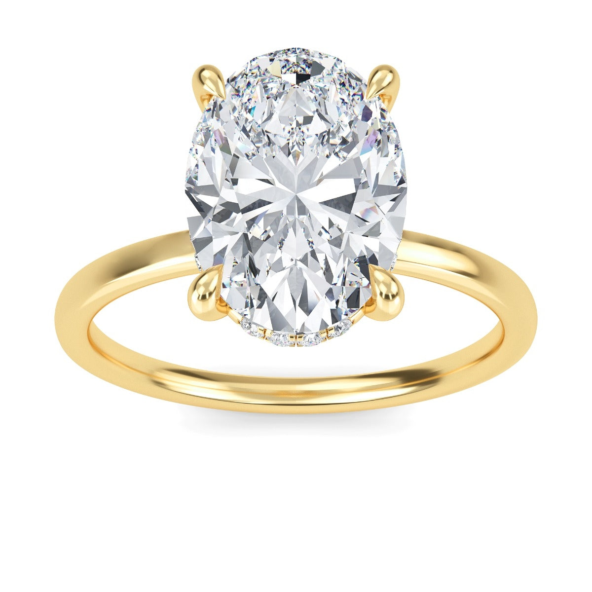 3.20 Carats Oval Shape Moissanite Hidden Halo Engagement Ring