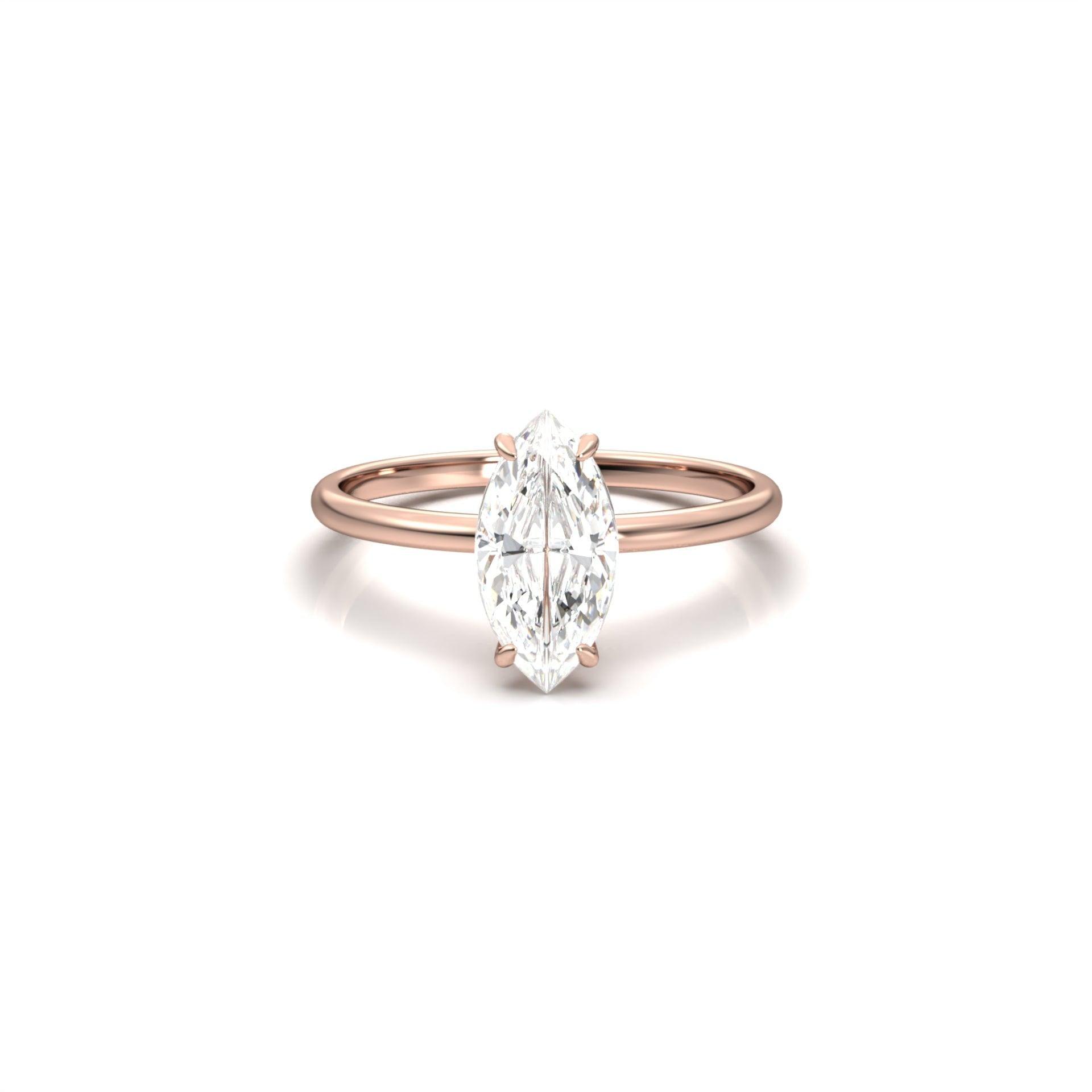2.50 Carats Marquise Shape Moissanite Solitaire Engagement Ring