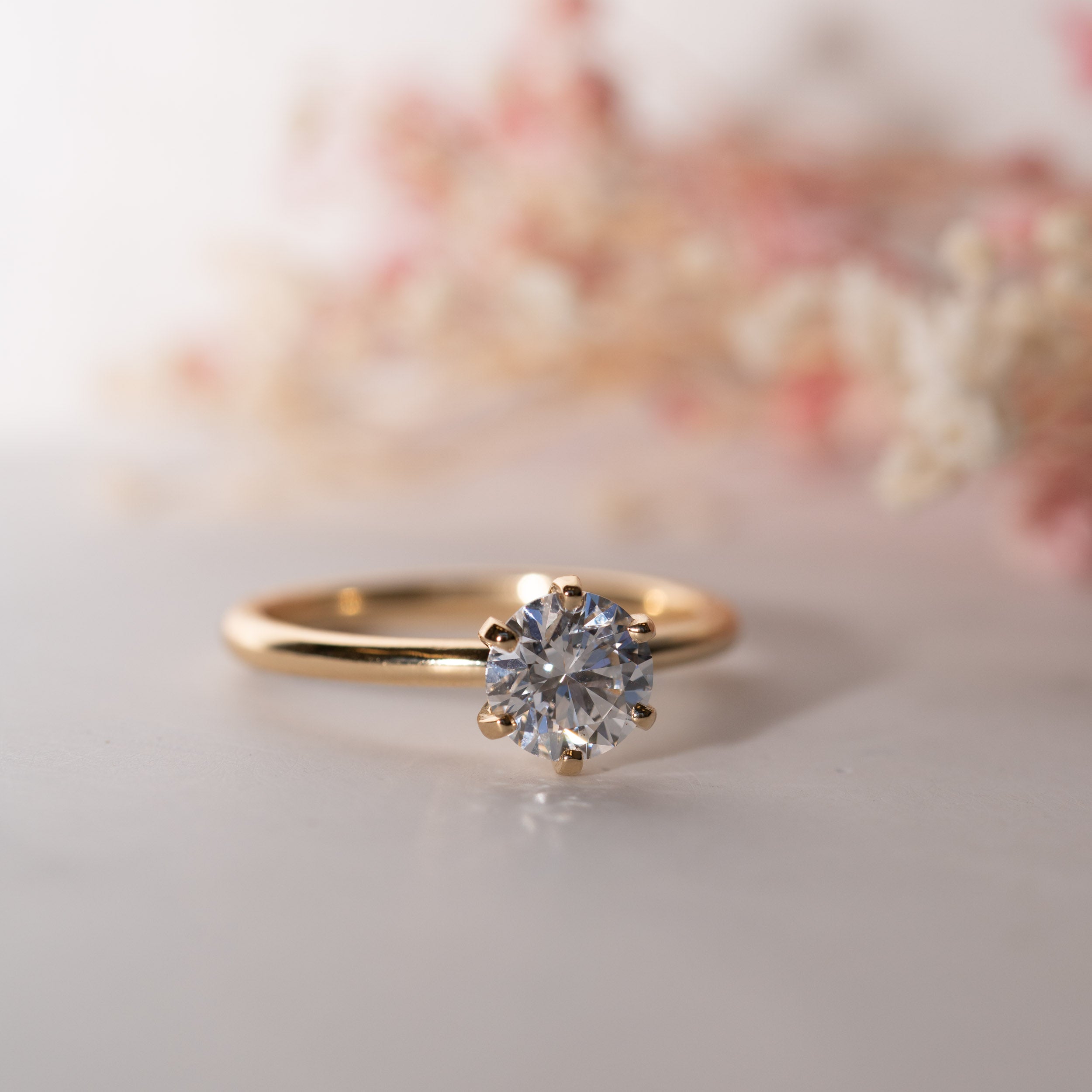 1.25 Carats Round Shape Moissanite Solitaire Engagement Ring