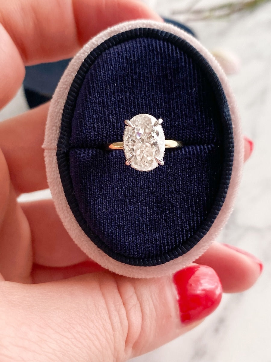 3.20 Carats Oval Shape Moissanite Hidden Halo Engagement Ring