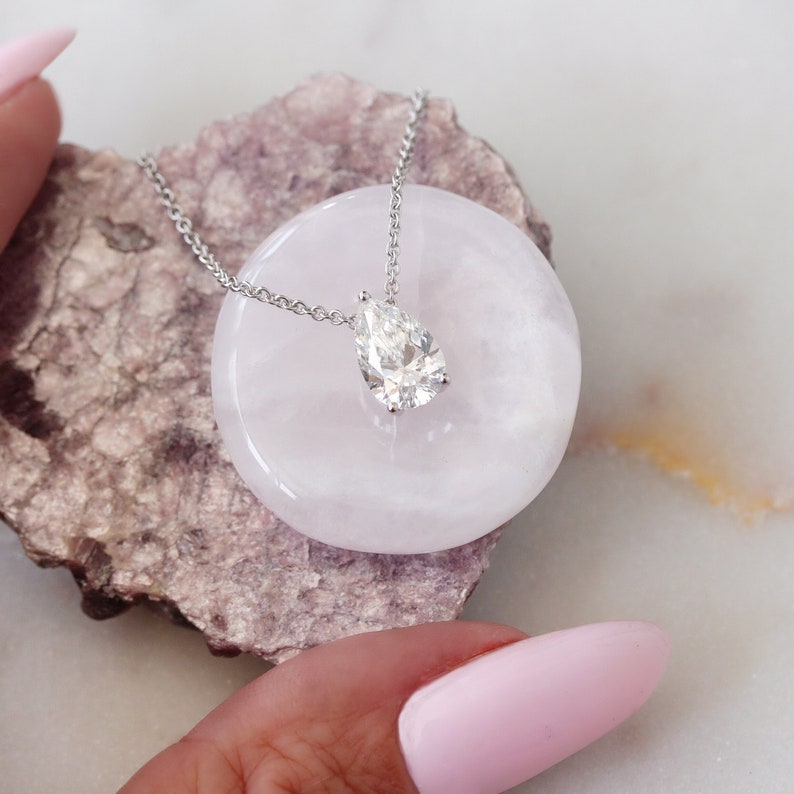 0.18 Carats Pear Shape Moissanite Solitaire Necklace