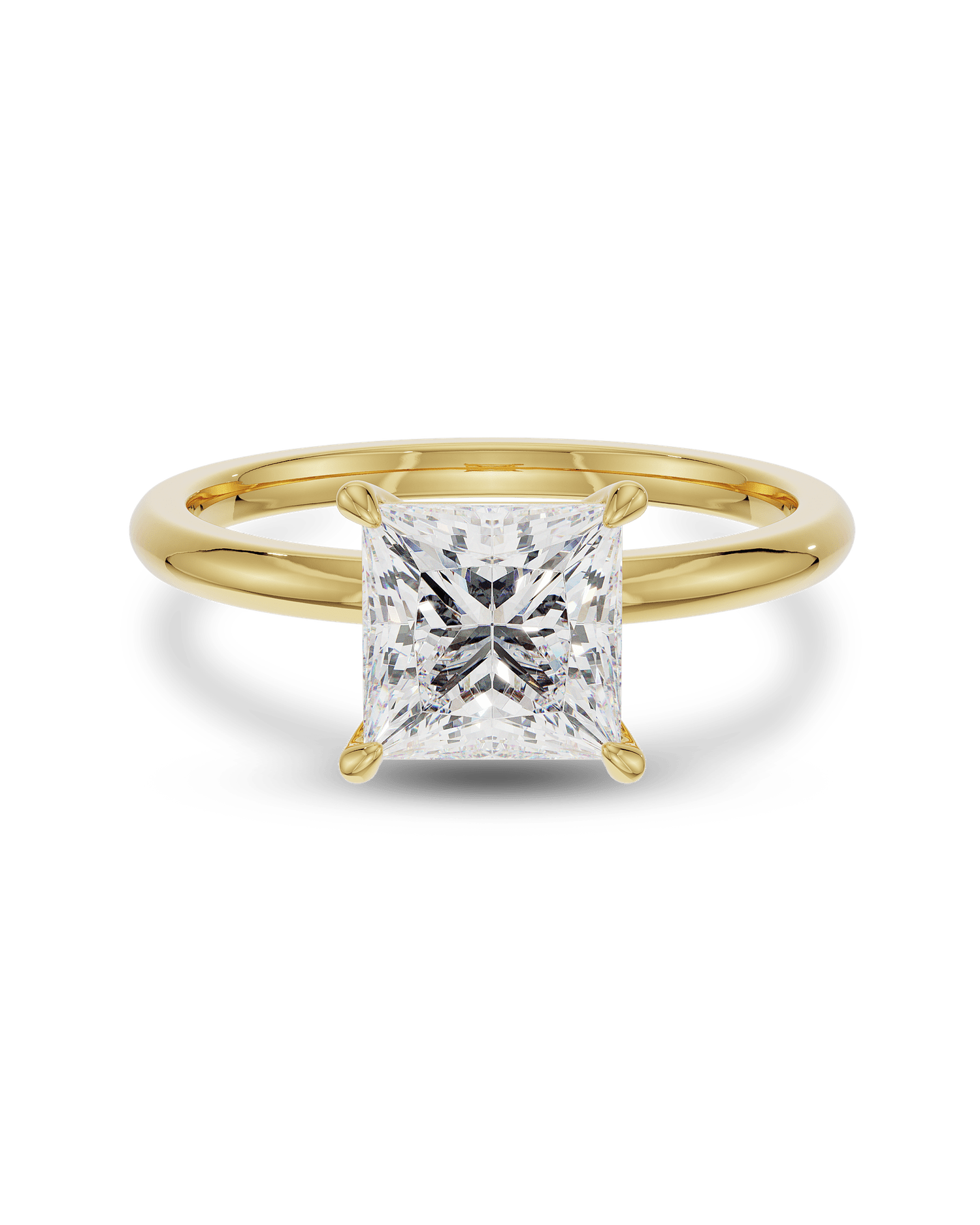 2.0 Carats Princess Shape Moissanite Solitaire Engagement Ring