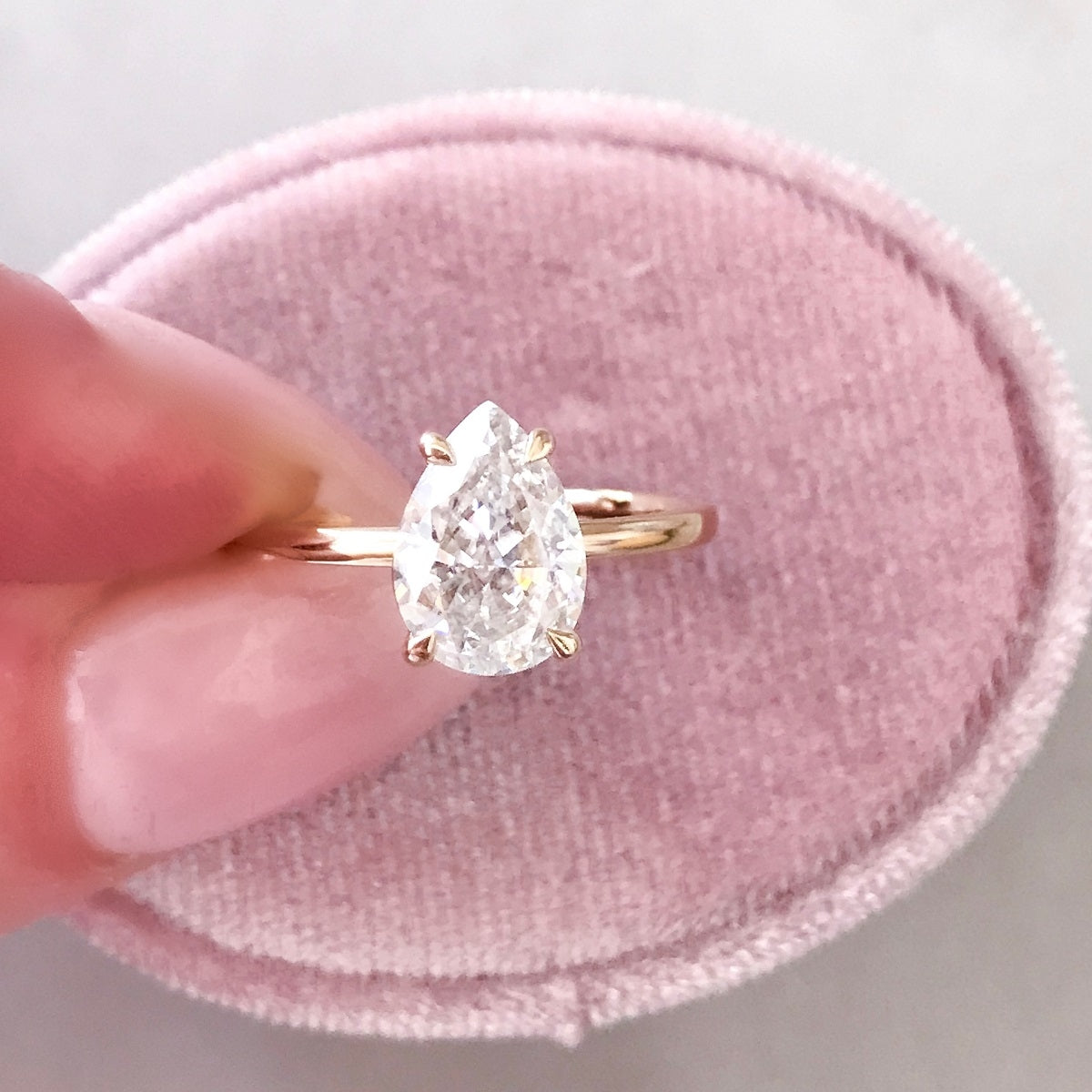 2.80 Carats Pear Shape Moissanite Solitaire Engagement Ring