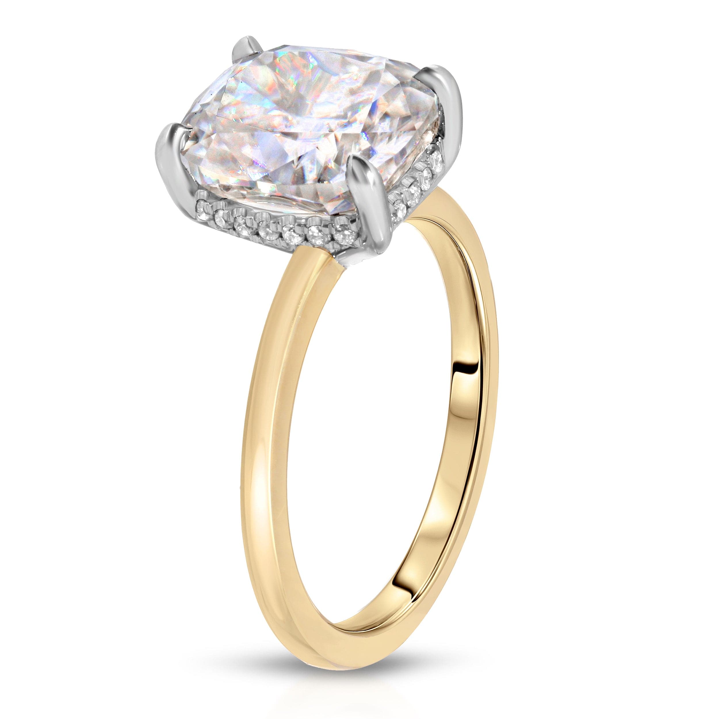 3.60 Carats Cushion Shape Moissanite Hidden Halo Engagement Ring