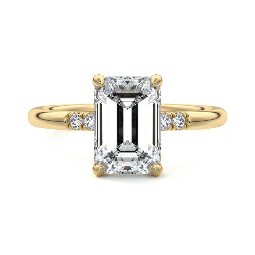 4.0 Carats Lab Grown Diamond Emerald Shape E-VS1 Hidden Halo Engagement Ring