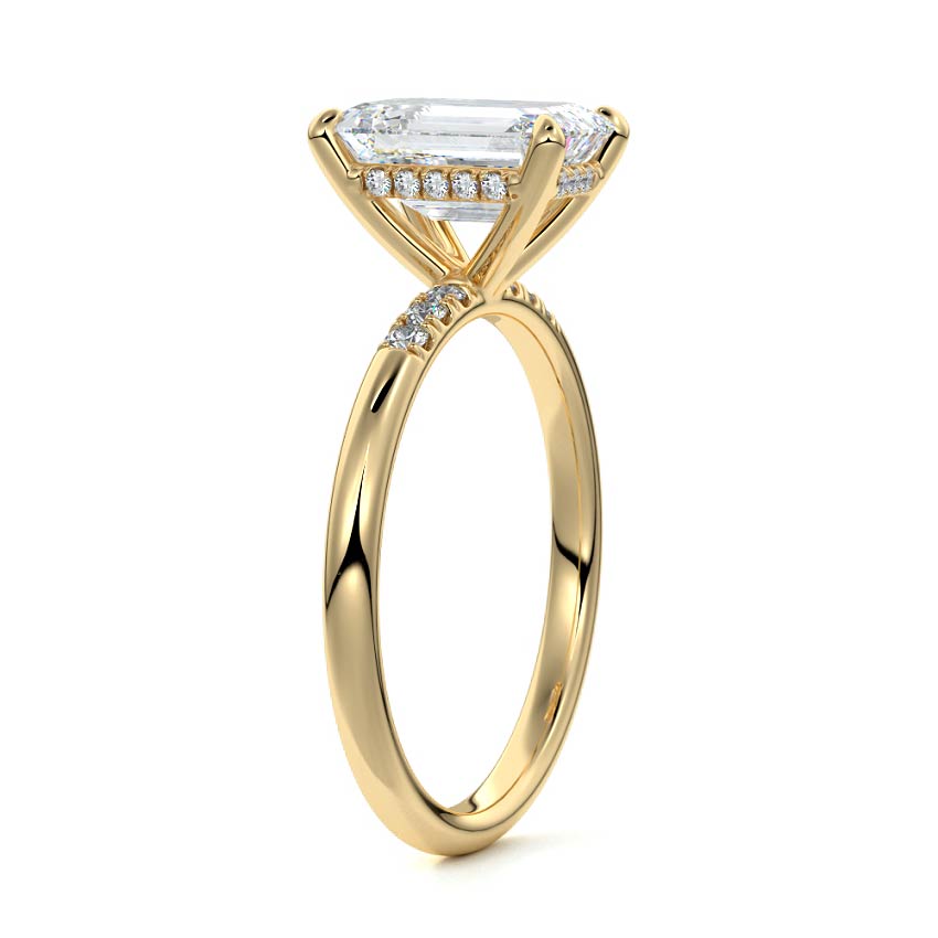 4.0 Carats Lab Grown Diamond Emerald Shape E-VS1 Hidden Halo Engagement Ring