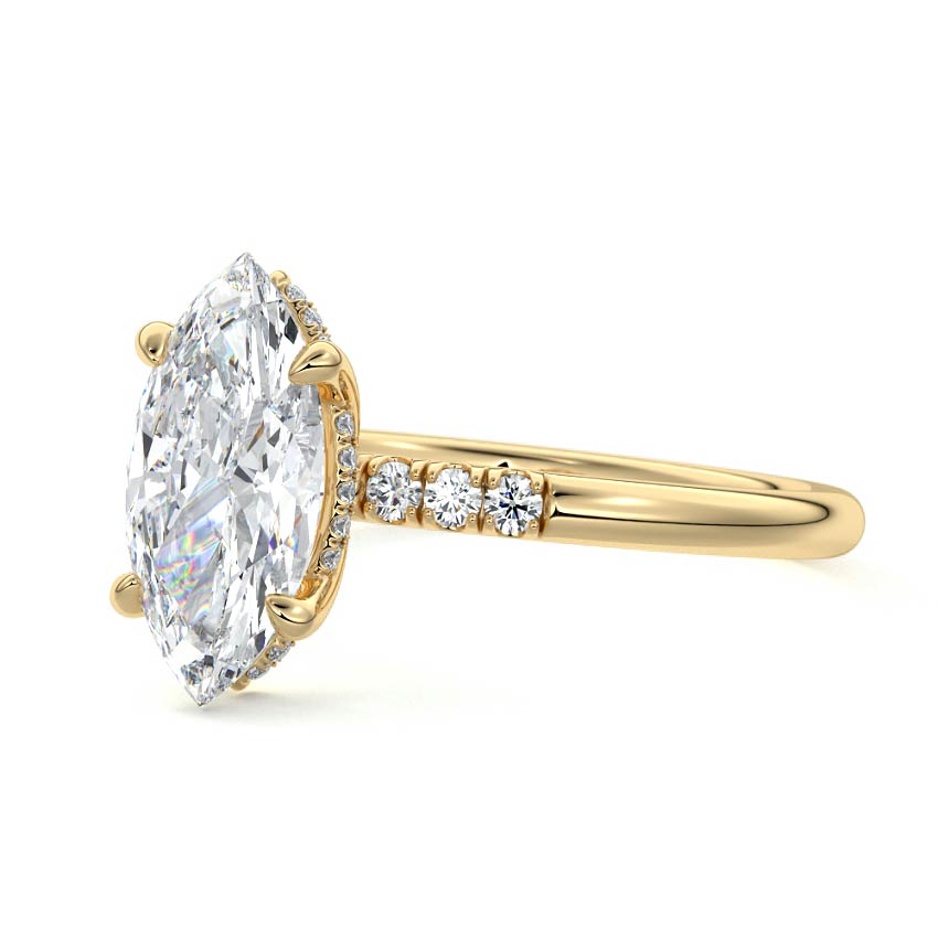2.50 Carats Lab Grown Diamond Marquise Shape E-VS1 Hidden Halo Engagement Ring