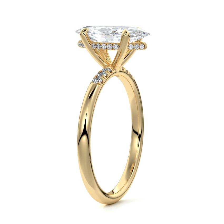 2.50 Carats Lab Grown Diamond Marquise Shape E-VS1 Hidden Halo Engagement Ring