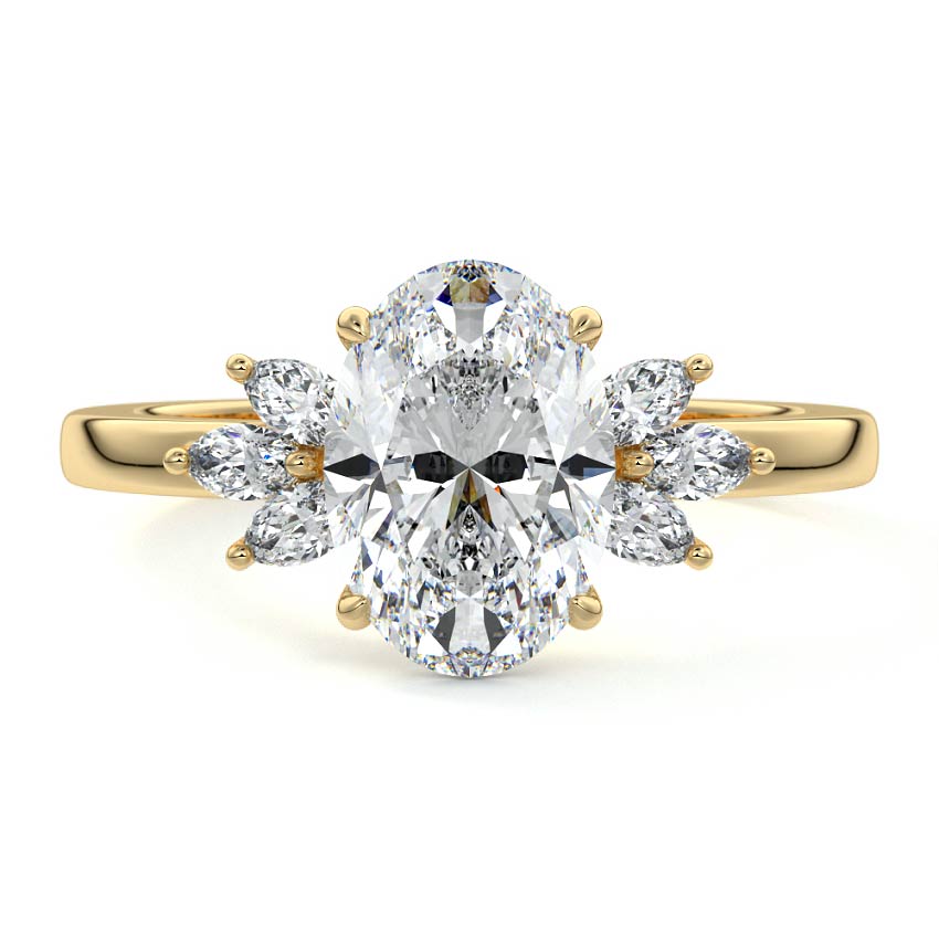 2.50 Carats Lab Grown Diamond Oval Shape E-VS1 Cluster Engagement Ring