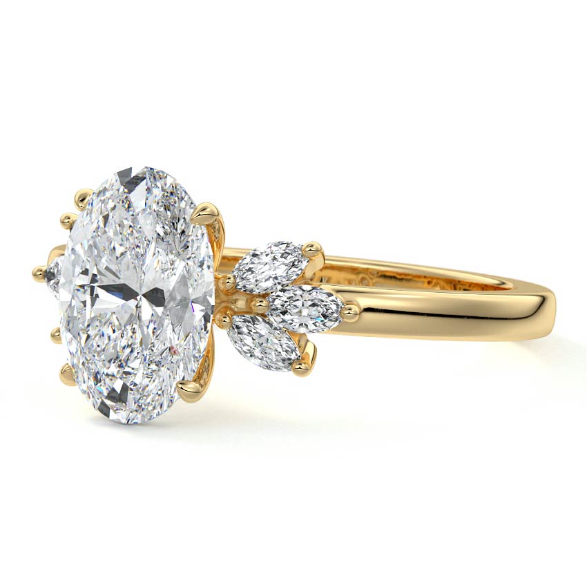 2.50 Carats Lab Grown Diamond Oval Shape E-VS1 Cluster Engagement Ring