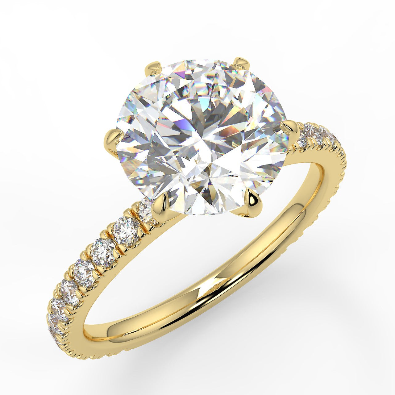 2.50 Carats Round Shape Moissanite Hidden Halo & Pave Stone Engagement Ring