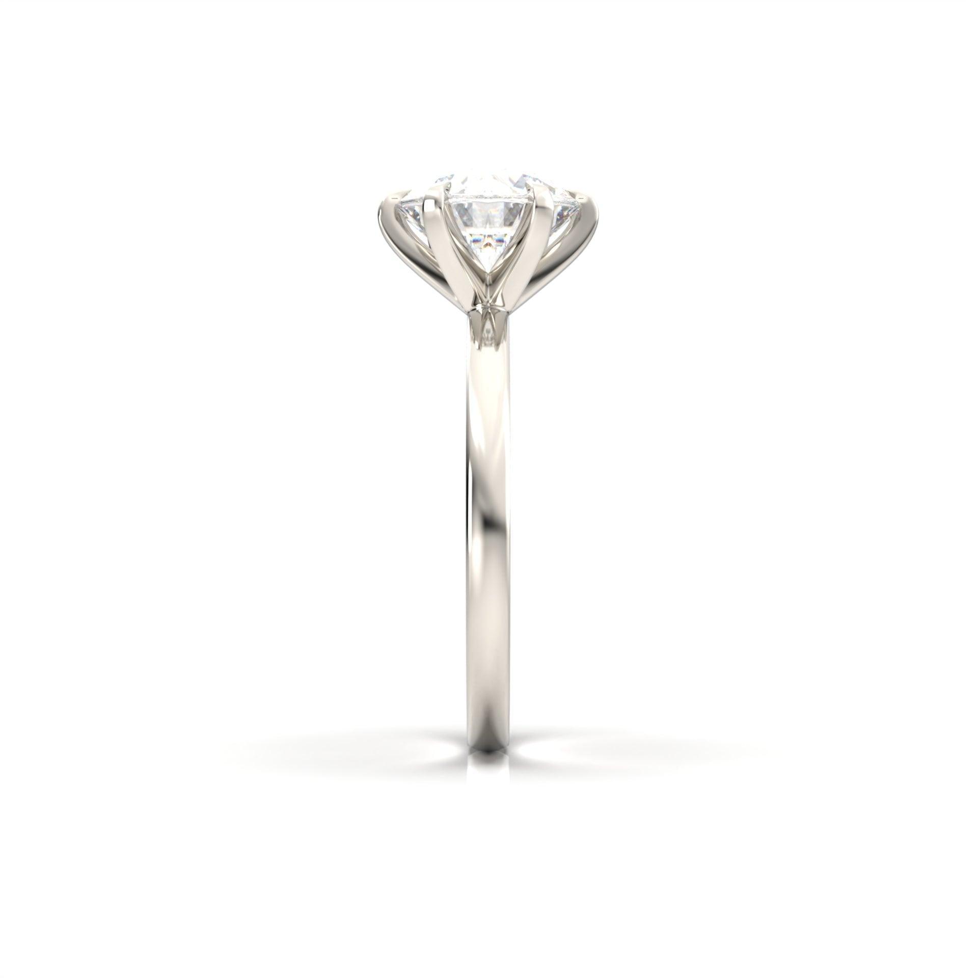 3.0 Carats Round Shape Moissanite Solitaire Engagement Ring