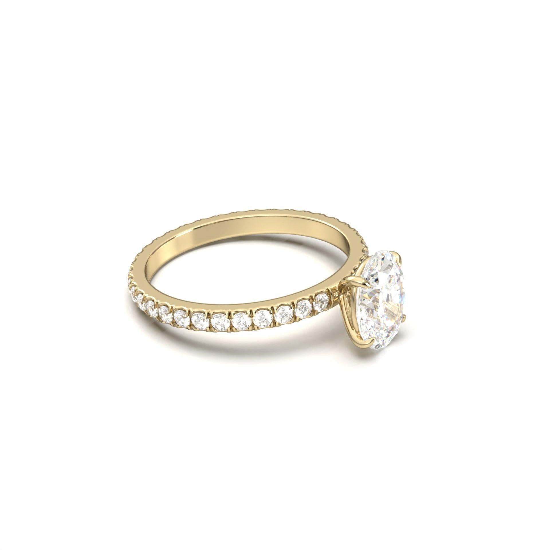1.0 Carats Oval Shape Moissanite Pave Engagement Ring