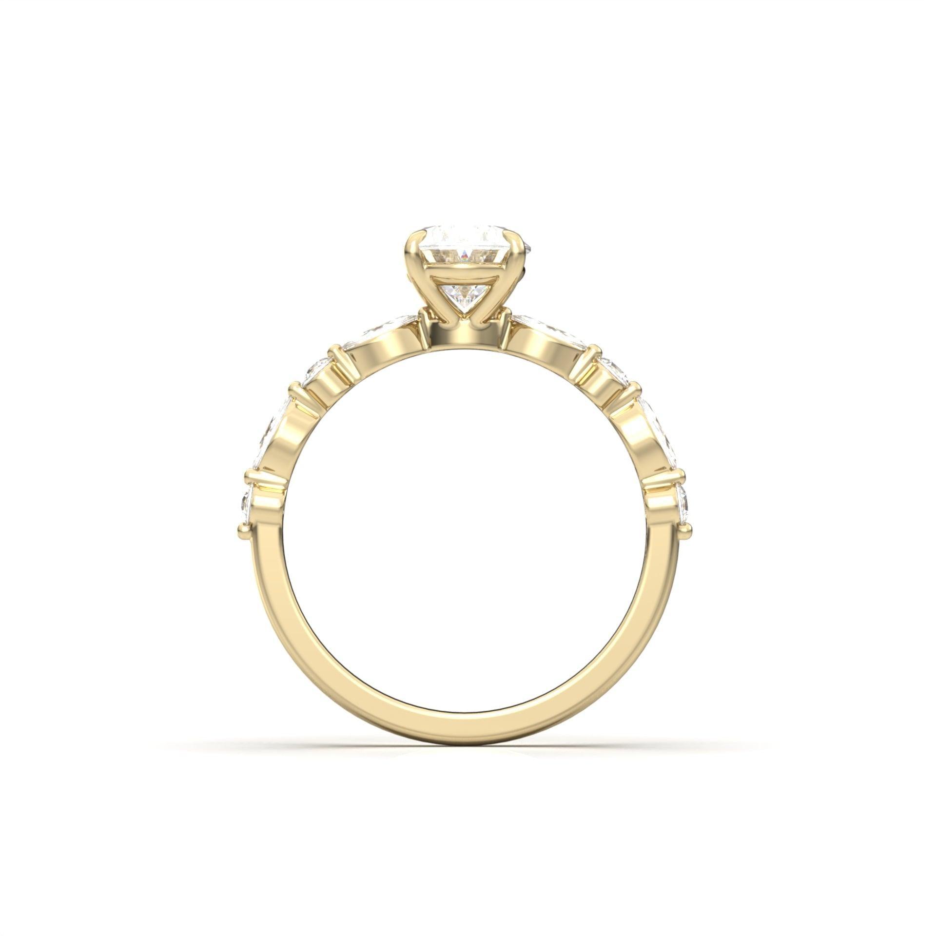 1.0 Carats Oval Shape Moissanite Pave Engagement Ring
