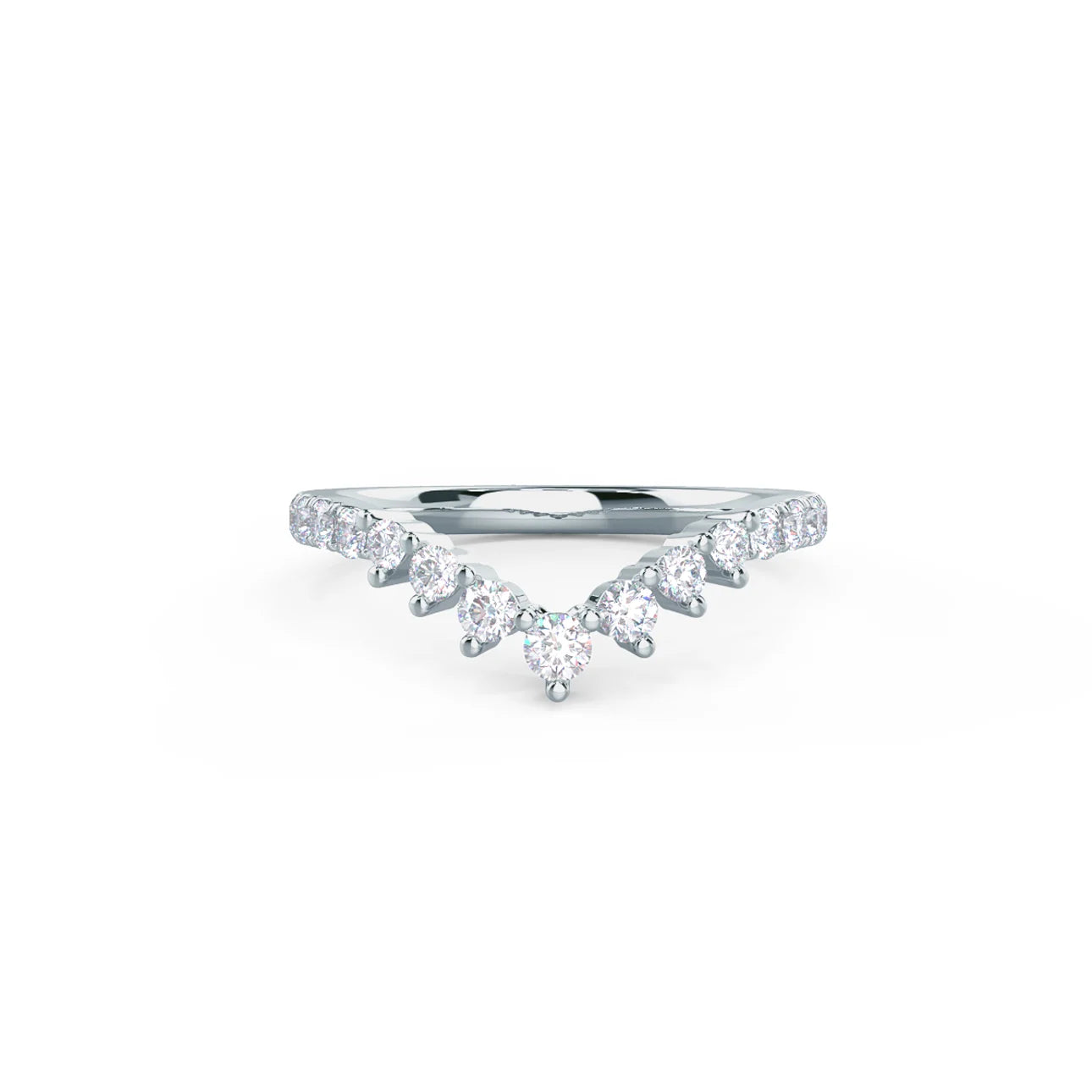 0.85 Carats Lab Grown Diamond Round Shape Curved Wedding Band