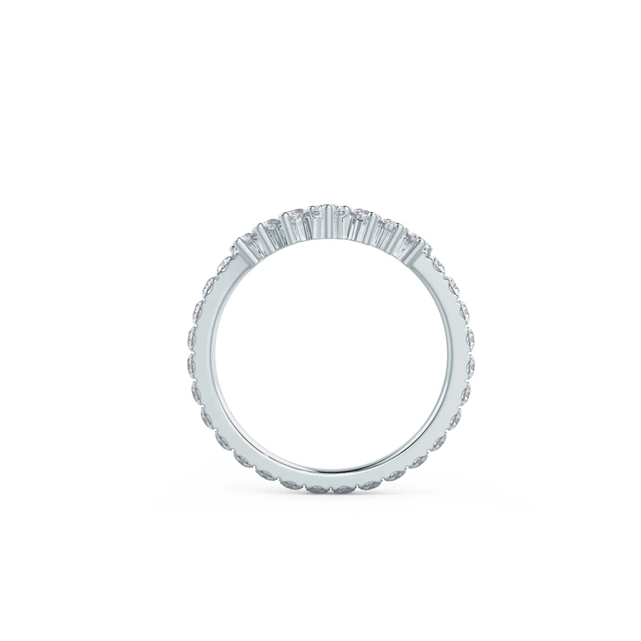 0.85 Carats Lab Grown Diamond Round Shape Curved Wedding Band