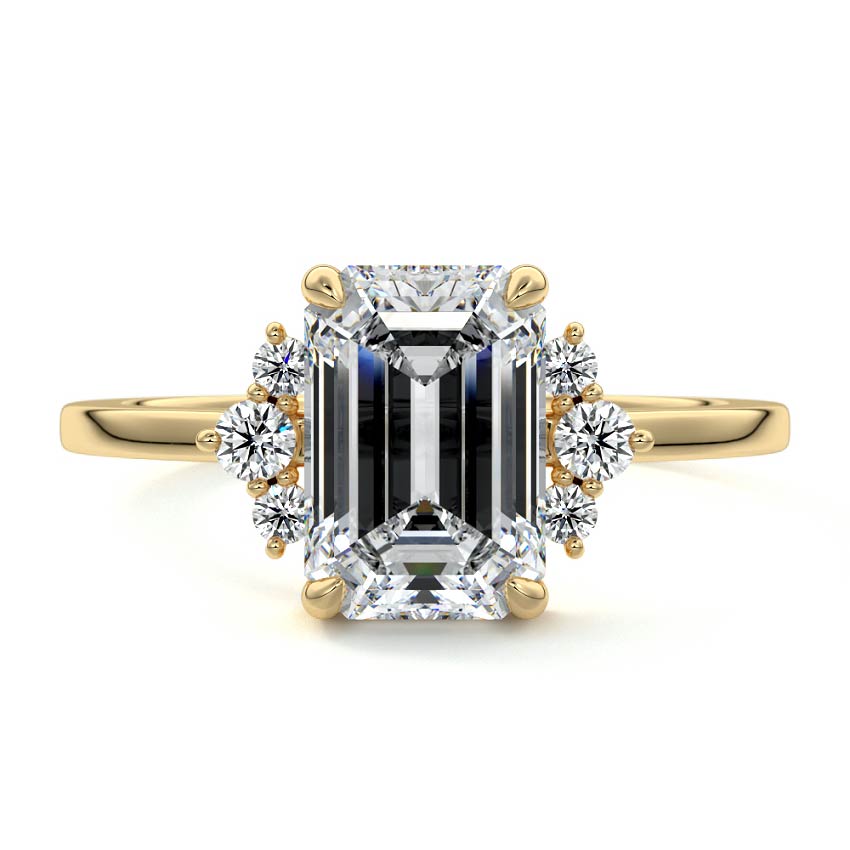 4.50 Carats Lab Grown Diamond Emerald Shape E-VS1 Cluster Engagement Ring