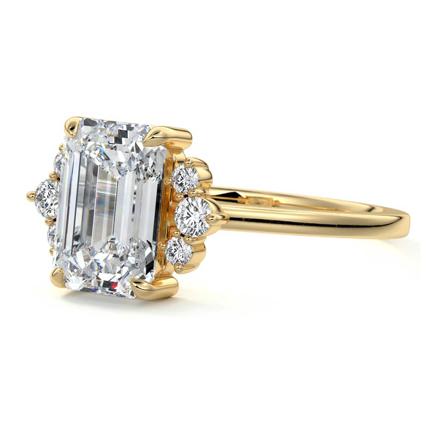 4.50 Carats Lab Grown Diamond Emerald Shape E-VS1 Cluster Engagement Ring