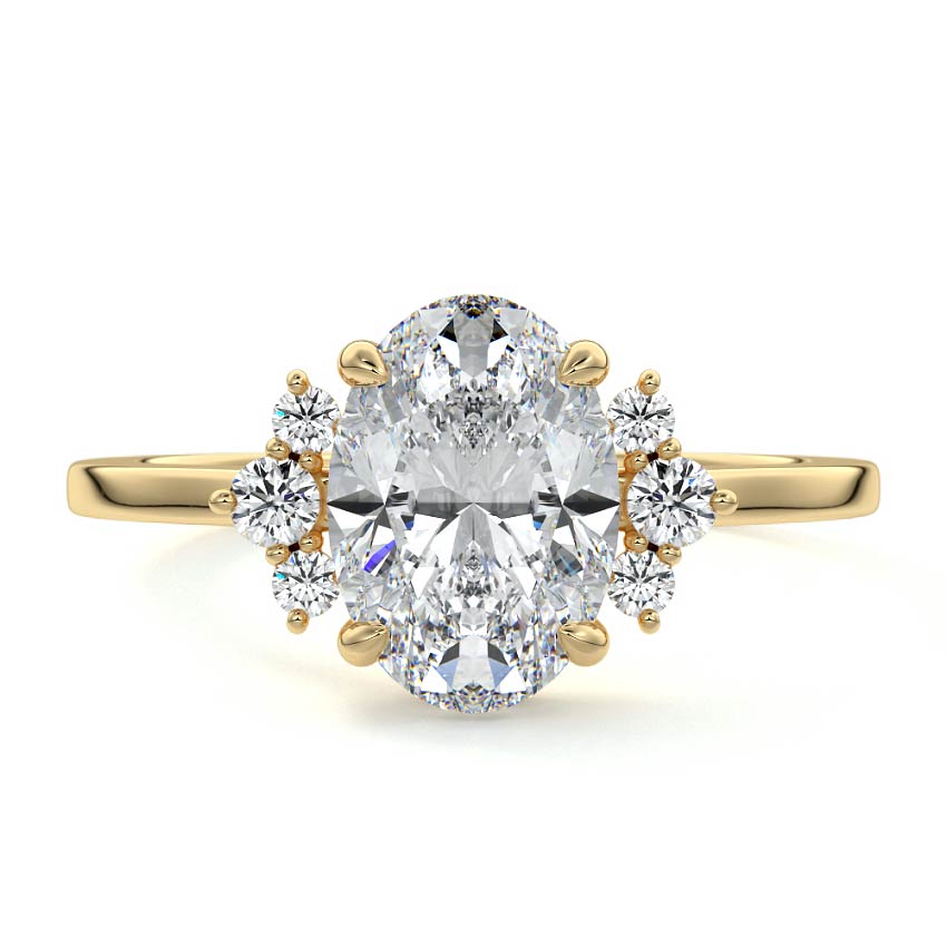 3.50 Carats Lab Grown Diamond Oval Shape E-VS1 Cluster Engagement Ring