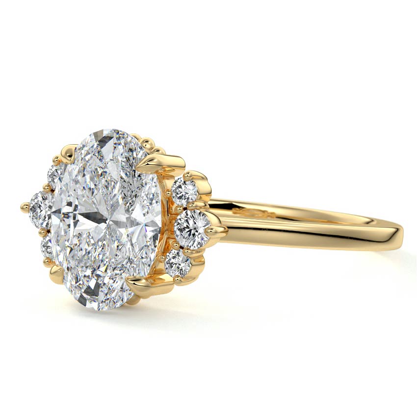 3.50 Carats Lab Grown Diamond Oval Shape E-VS1 Cluster Engagement Ring