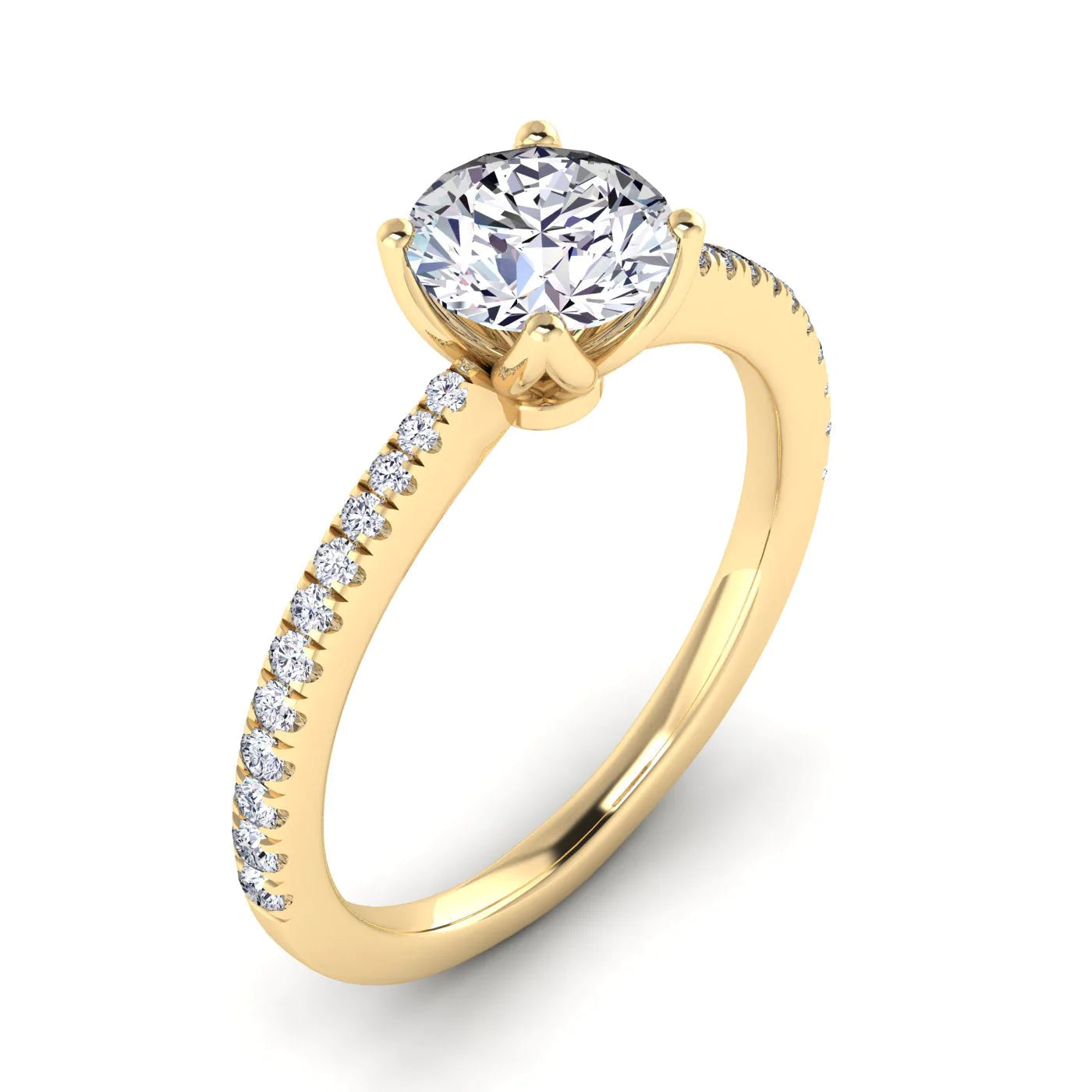 0.96 Carats Round Shape Moissanite Pave Engagement Ring