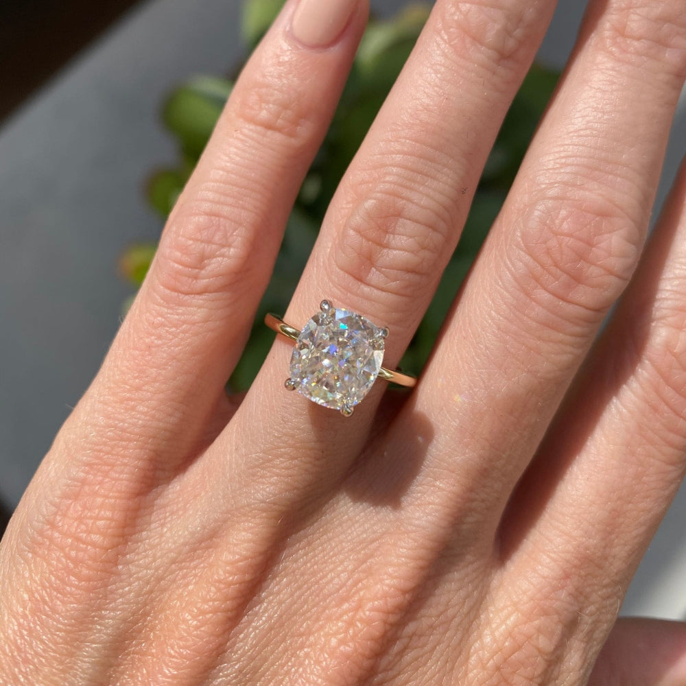 3.60 Carats Cushion Shape Moissanite Hidden Halo Engagement Ring