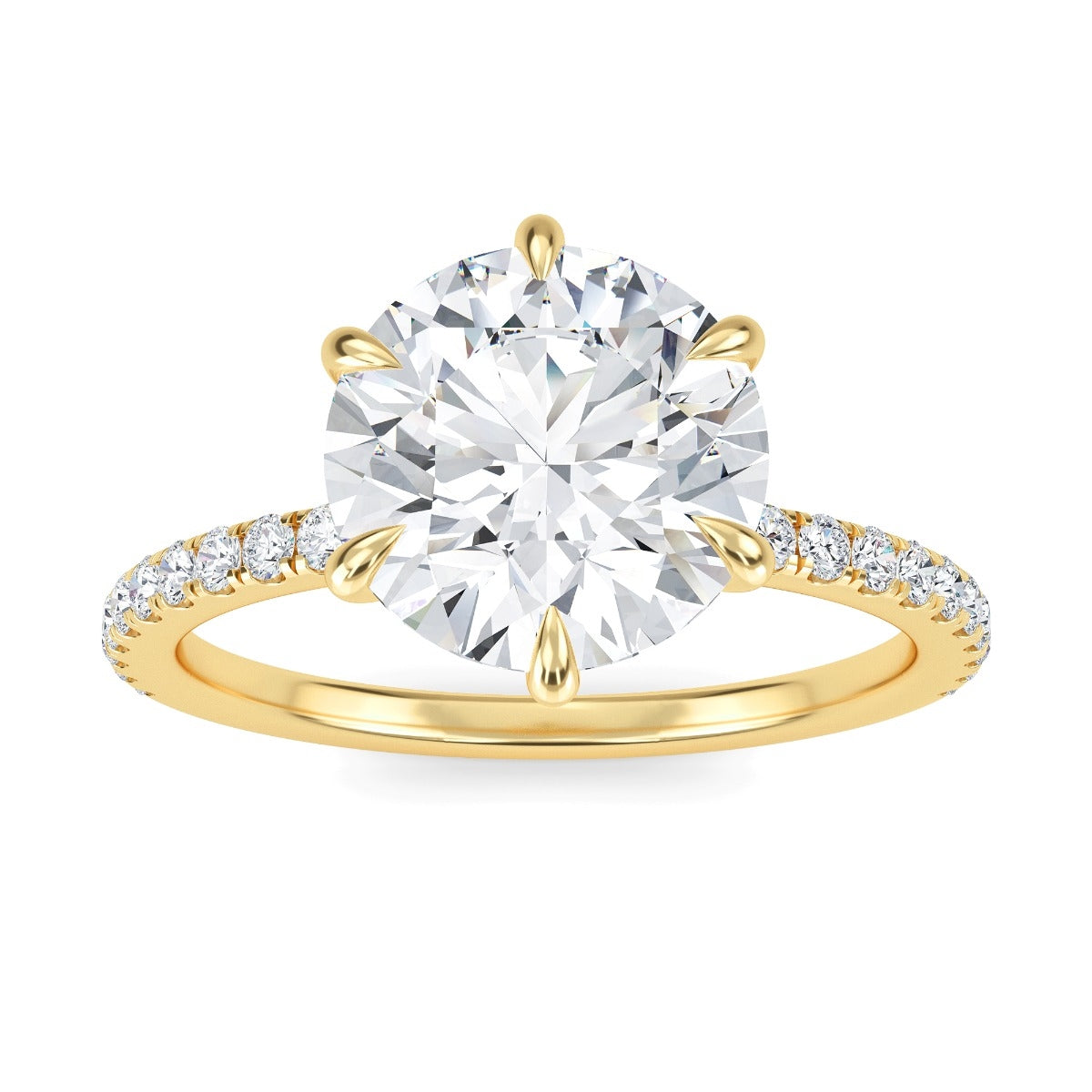 2.50 Carats Round Shape Moissanite Pave Engagement Ring