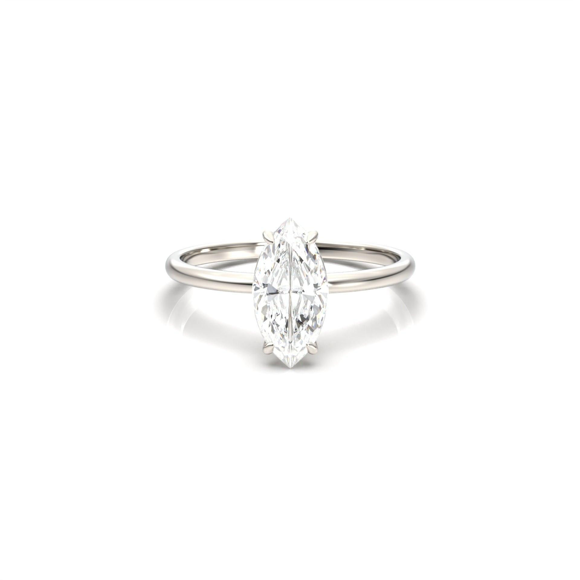 2.50 Carats Marquise Shape Moissanite Solitaire Engagement Ring