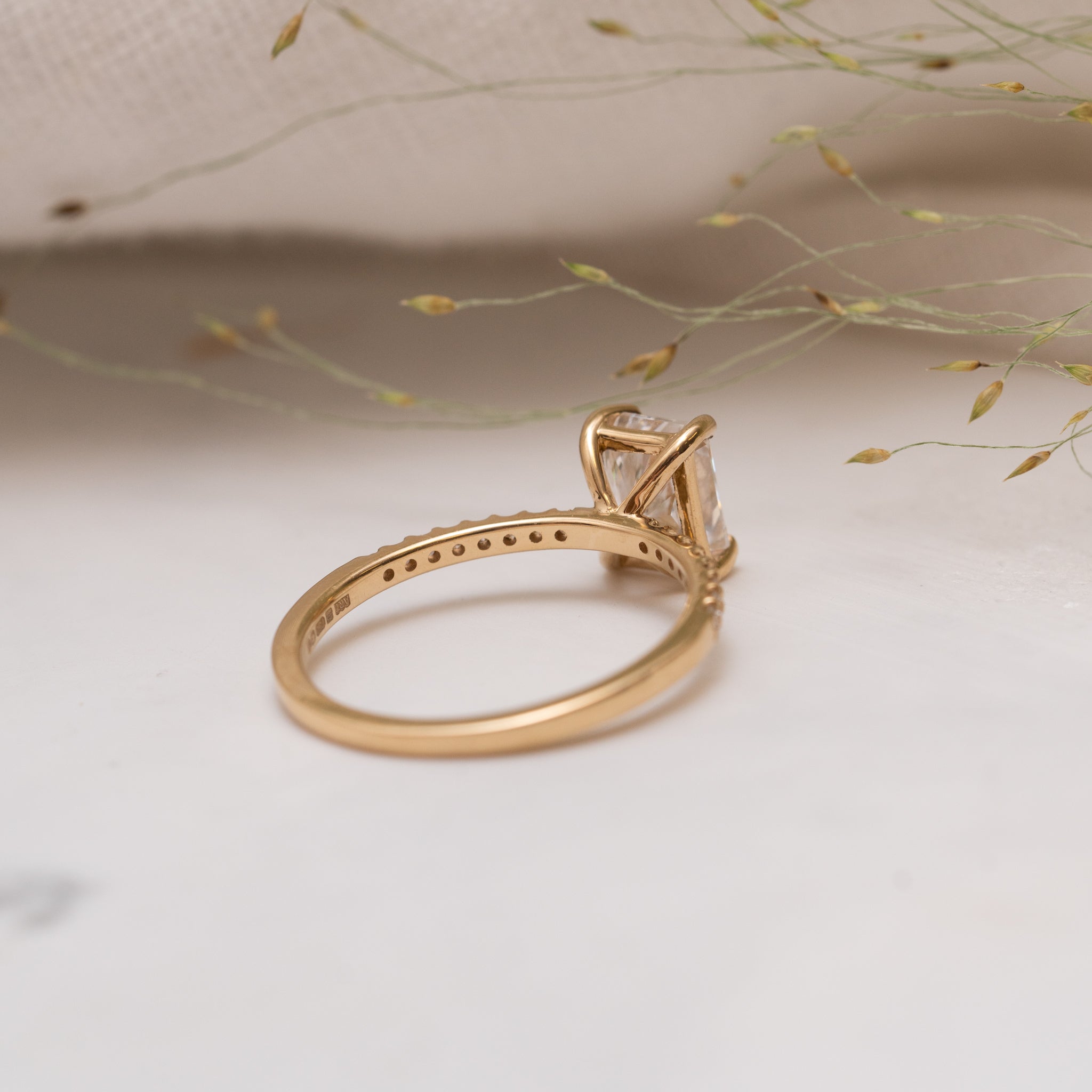 1.15 Carats Radiant Shape Moissanite Pave Engagement Ring
