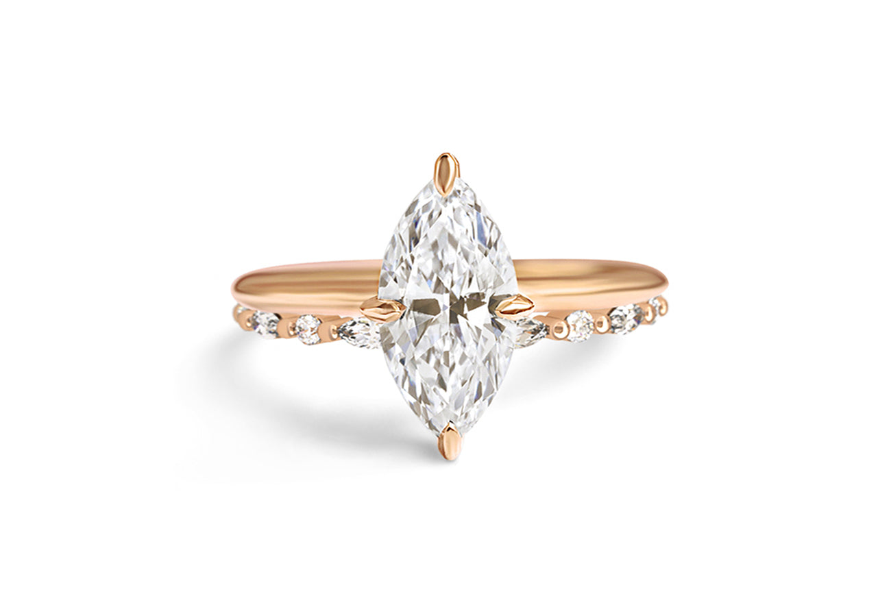 0.15 Carats Moissanite Round & Pear Shape Floating Wedding Band