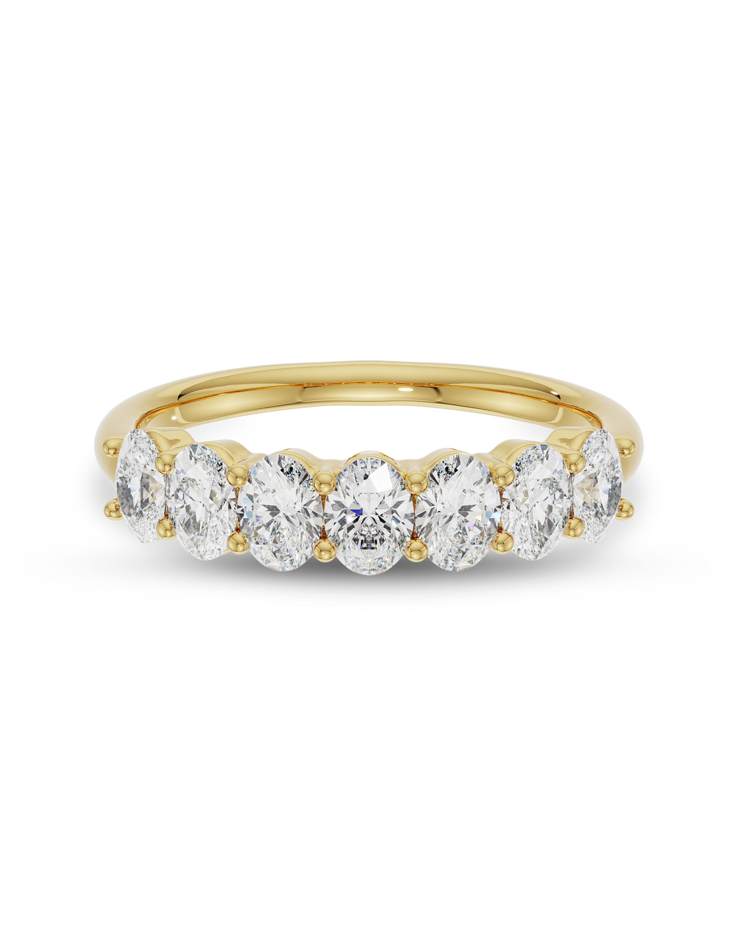 0.25 Carats Moissanite Oval Shape U Shaped Wedding Band