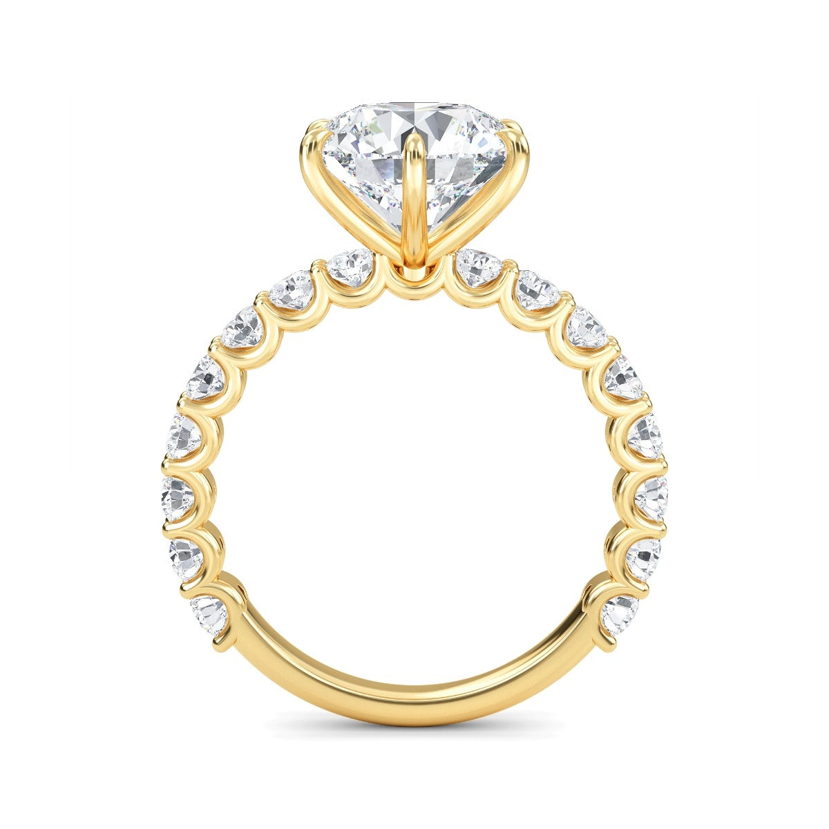 3.0 Carats Round Shape Moissanite Pave Engagement Ring