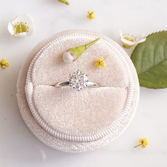 1.25 Carats Round Shape Moissanite Solitaire Engagement Ring