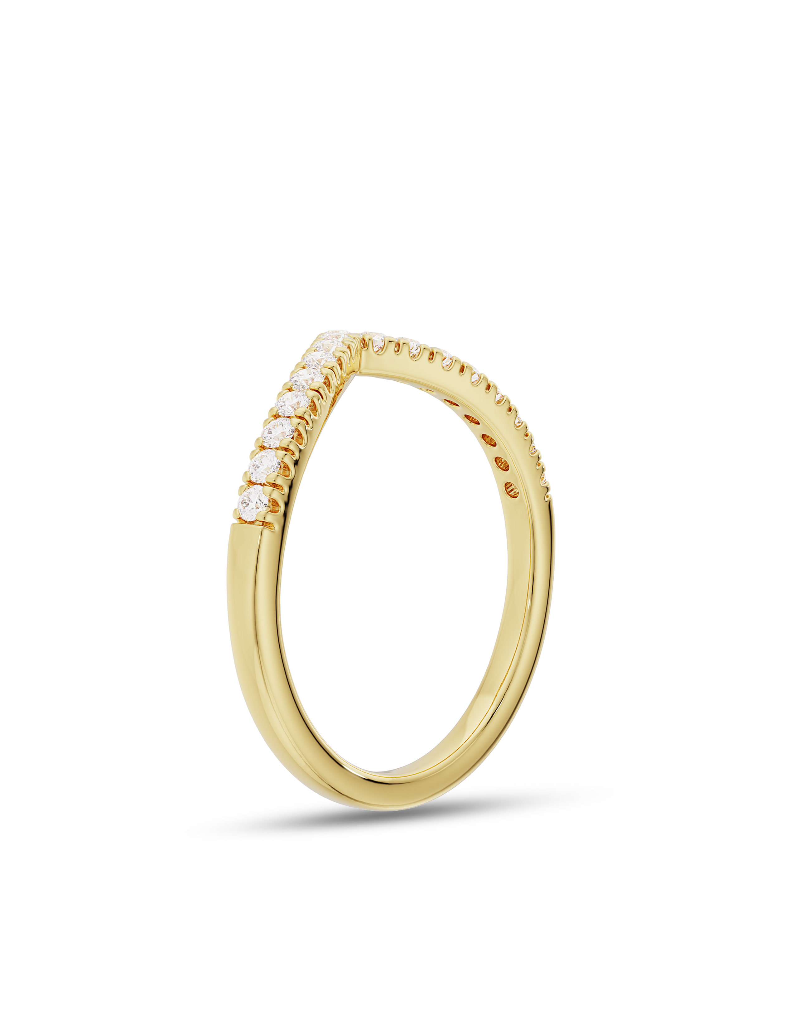 0.20 Carats Moissanite Round & V Shape Wedding Band