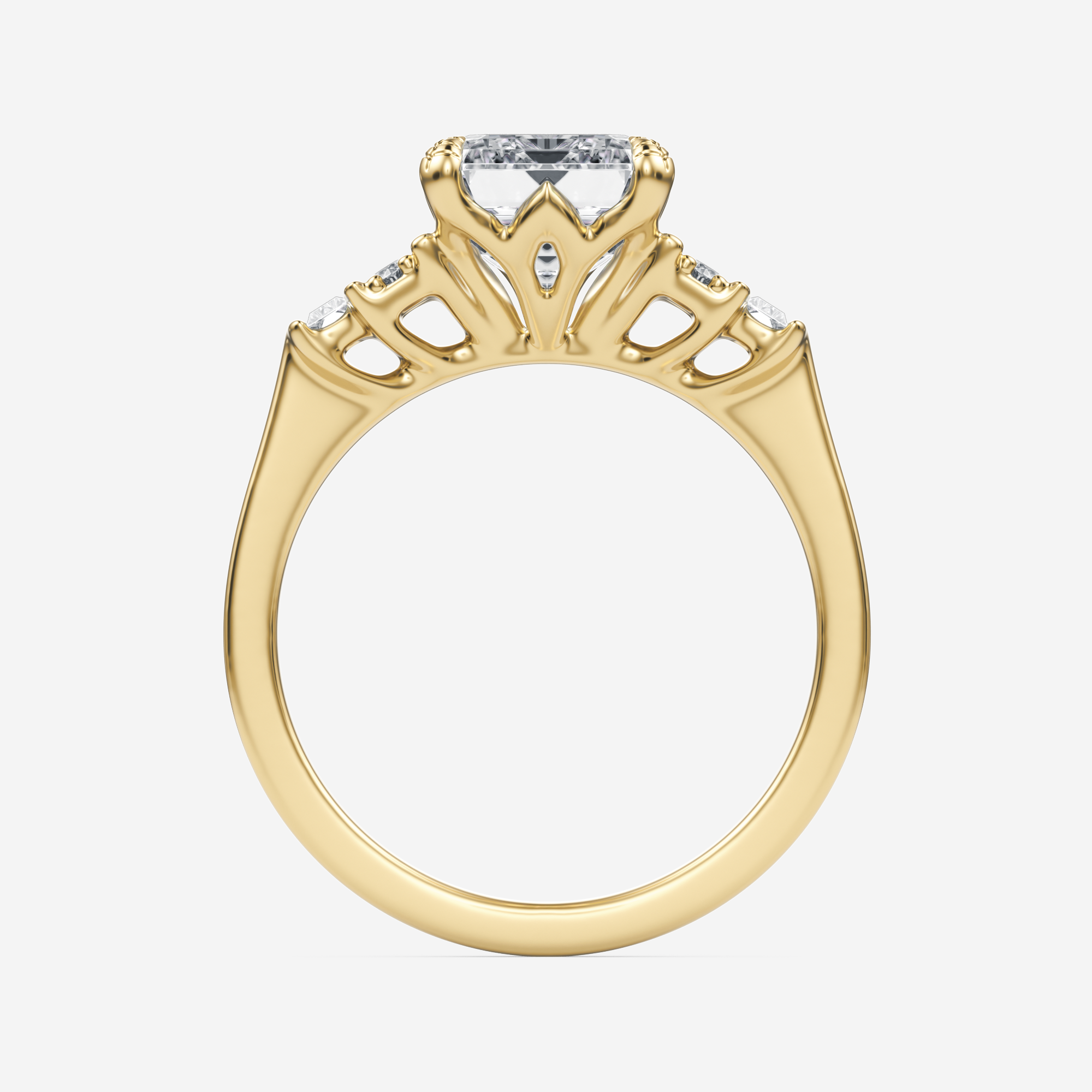 2.52 Carats Emerald Shape Moissanite Vintage Engagement Ring