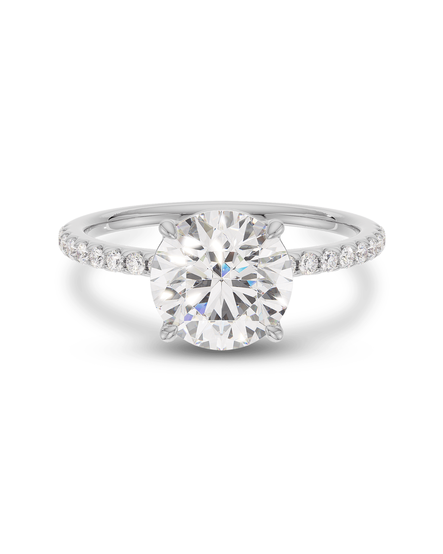 2.0 Carats Round Shape Moissanite Pave Engagement Ring