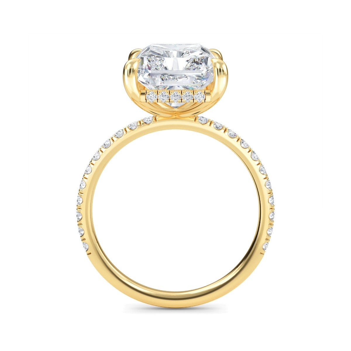 5.60 Carats Radiant Shape Moissanite Hidden Halo & Pave Engagement Ring